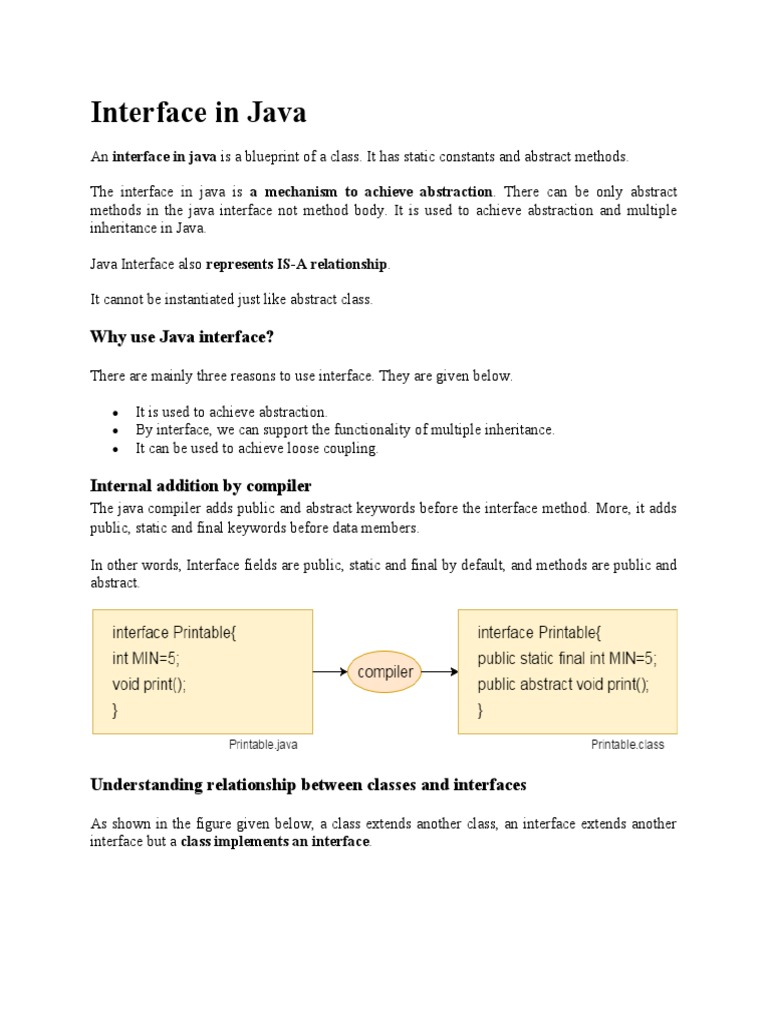 Interface in Java | PDF | Class (Computer Programming) | Method ...