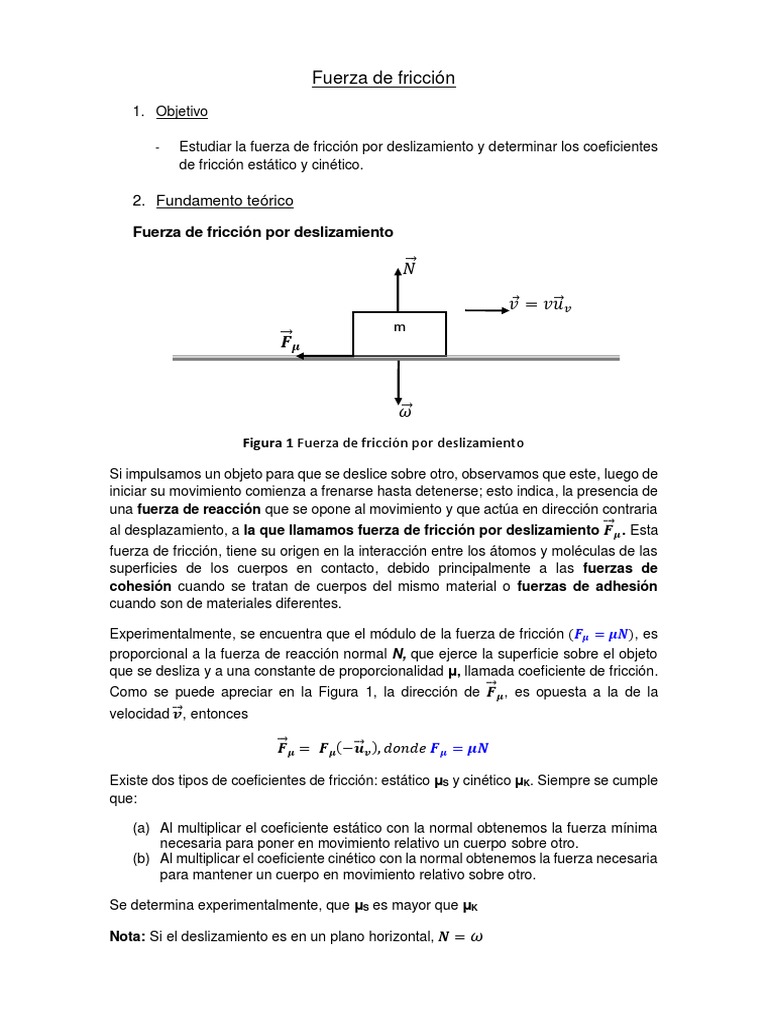 Fuerza de Fricción por Deslizamiento | PDF | Fricción | Fuerza