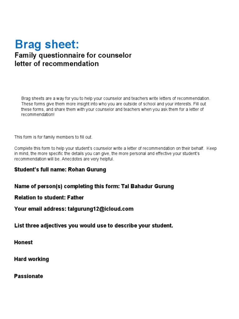 Fy Brag Sheet Families Counselors CA Ready PDF Behavioural Sciences