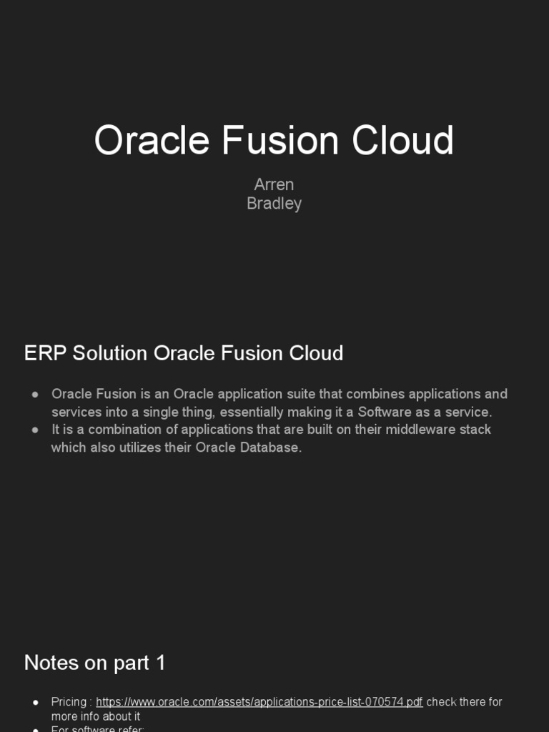 Erp Presentation Pdf Cloud Computing Sales