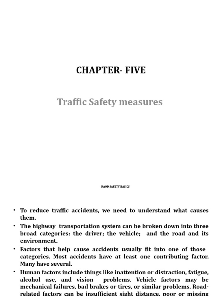 Chapter 5 - Traffic Safety Measures | PDF | Traffic Collision | Traffic