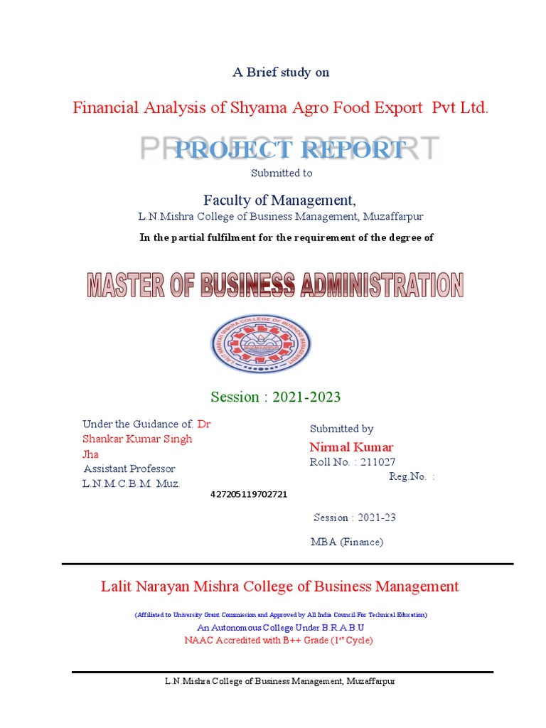 MBA Finance Student Report | PDF | Master Of Business Administration ...