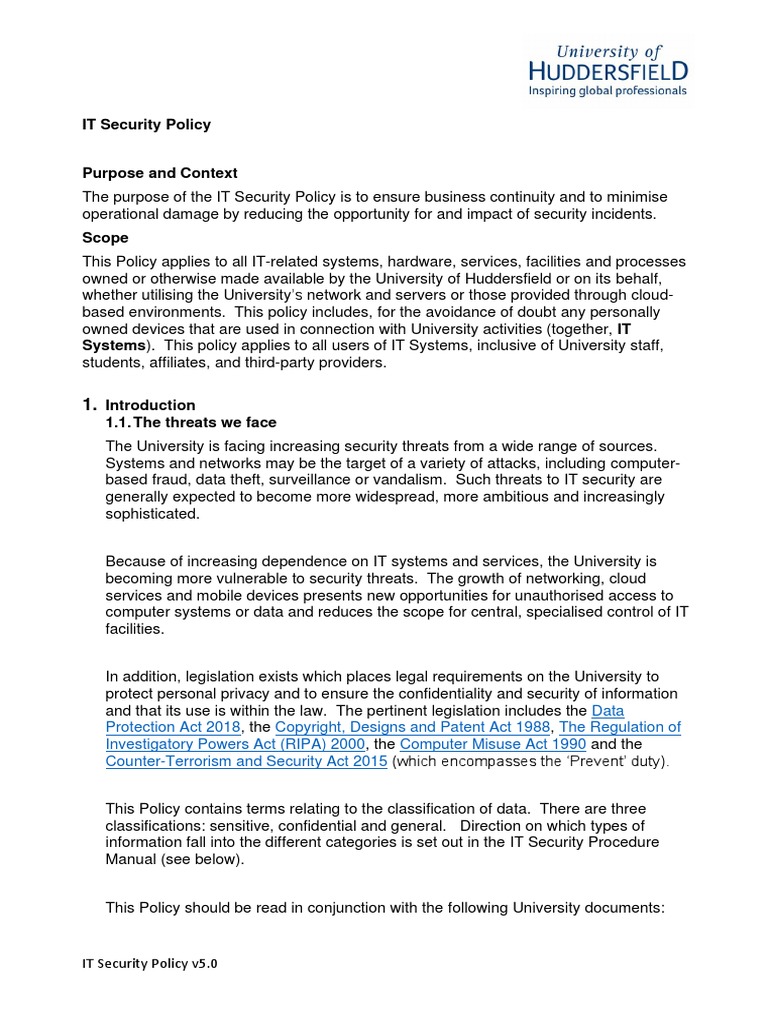 IT Security Policy | PDF | Security | Computer Security