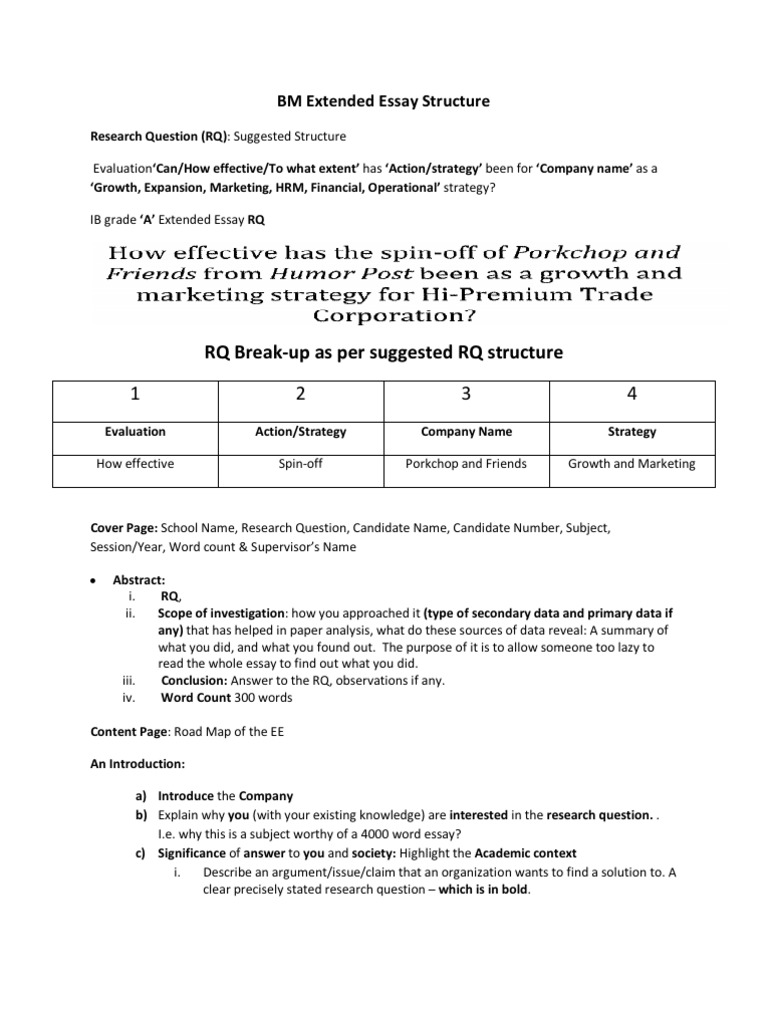 business management extended essay exemplars