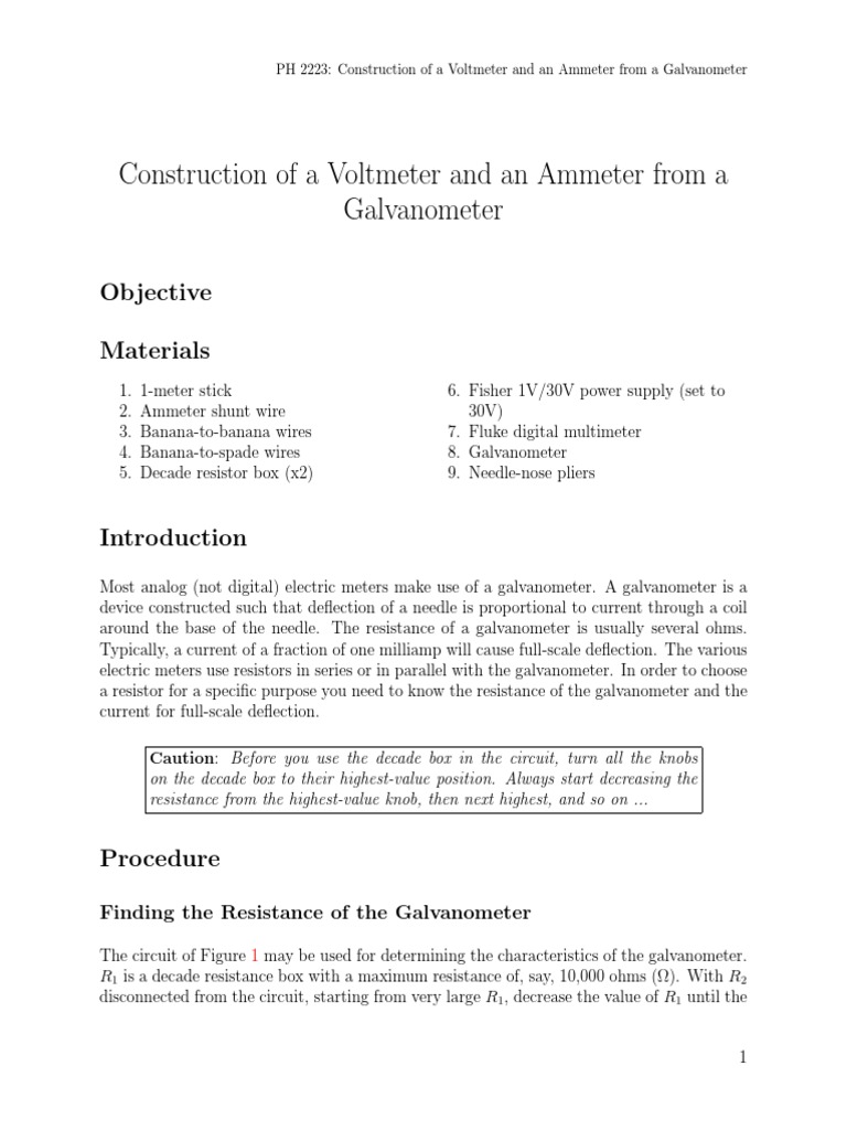 Galvanometer | PDF | Resistor | Electrical Resistance And Conductance