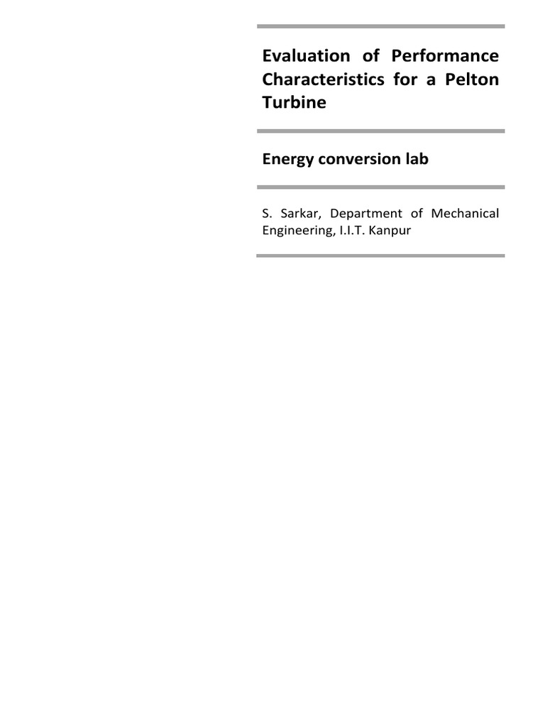 Pelton Turbine Performance Evaluation | PDF | Turbine | Torque