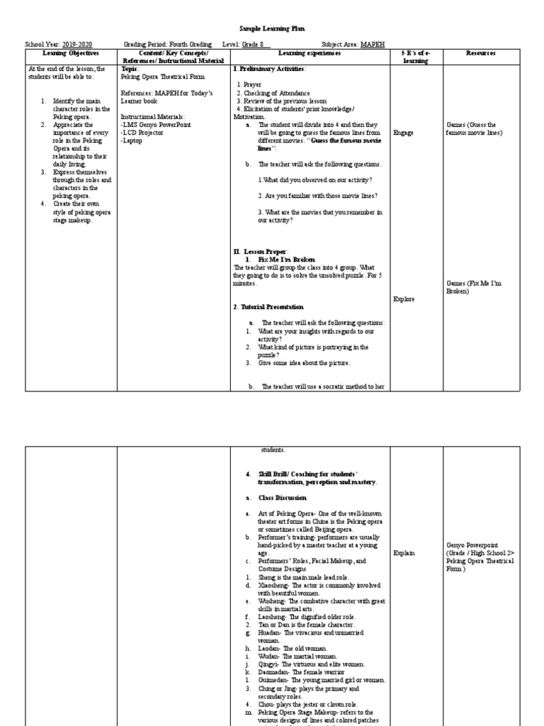 Learning Plan Final Sample 2 | PDF | Learning | Cognition