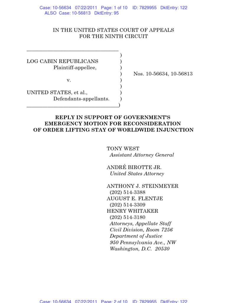 Reply in Support of Government'S Emergency Motion For Reconsideration