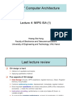 MIPS ISA Lecture Introduction Architecture Principles