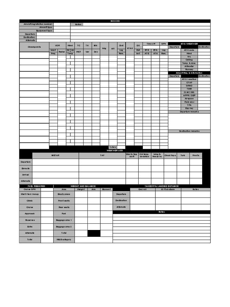 Empty Navlog - Navlog | PDF | Transport | Aviation