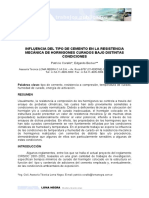 Influencia Del Tipo de Cemento en La Resistencia Mecánica de Hormigones Curados Bajo Distintas Condiciones