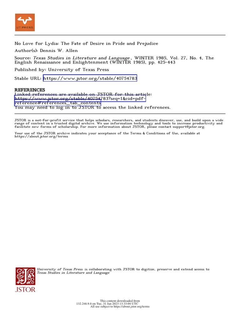 No Love for Lydia Repressed Desire and Its Symbolic Displacement in