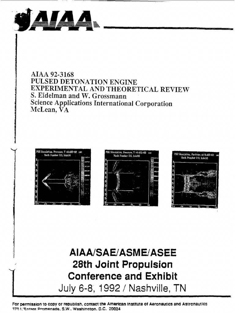 Pulsed Detonation Engine Experimental and Theoretical Review PDF