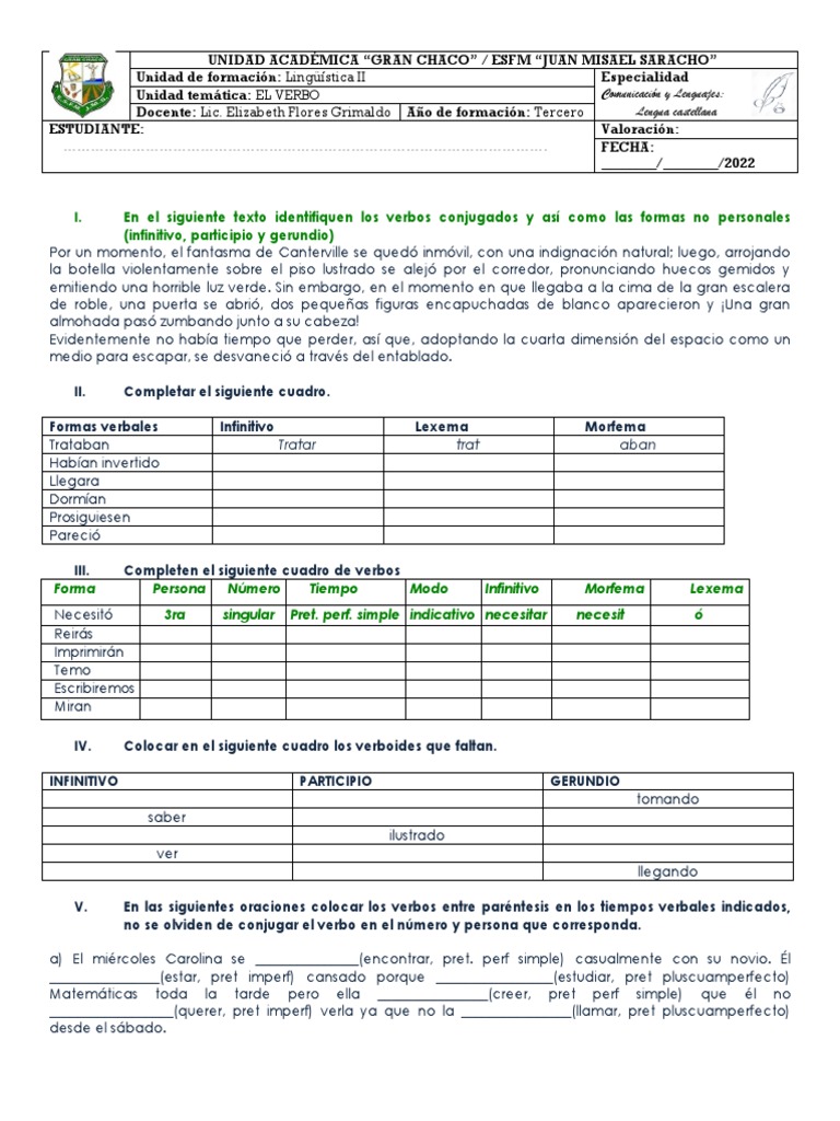 Actividades El Verbo Pdf Verbo Minotauro