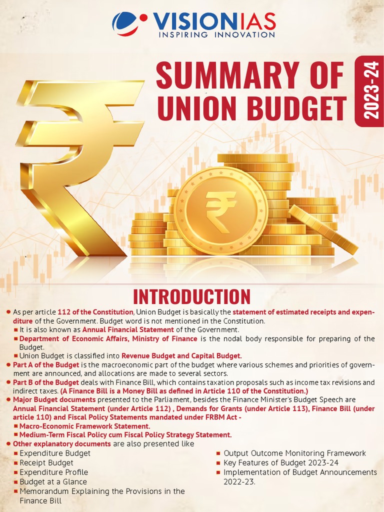 202324 Union Budget Summary Key Highlights and Seven Pillars of