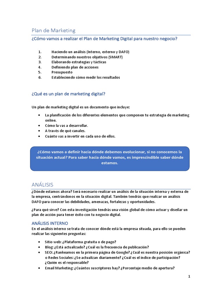 APUNTES Plan de MK Digital | PDF | Análisis FODA | Marketing