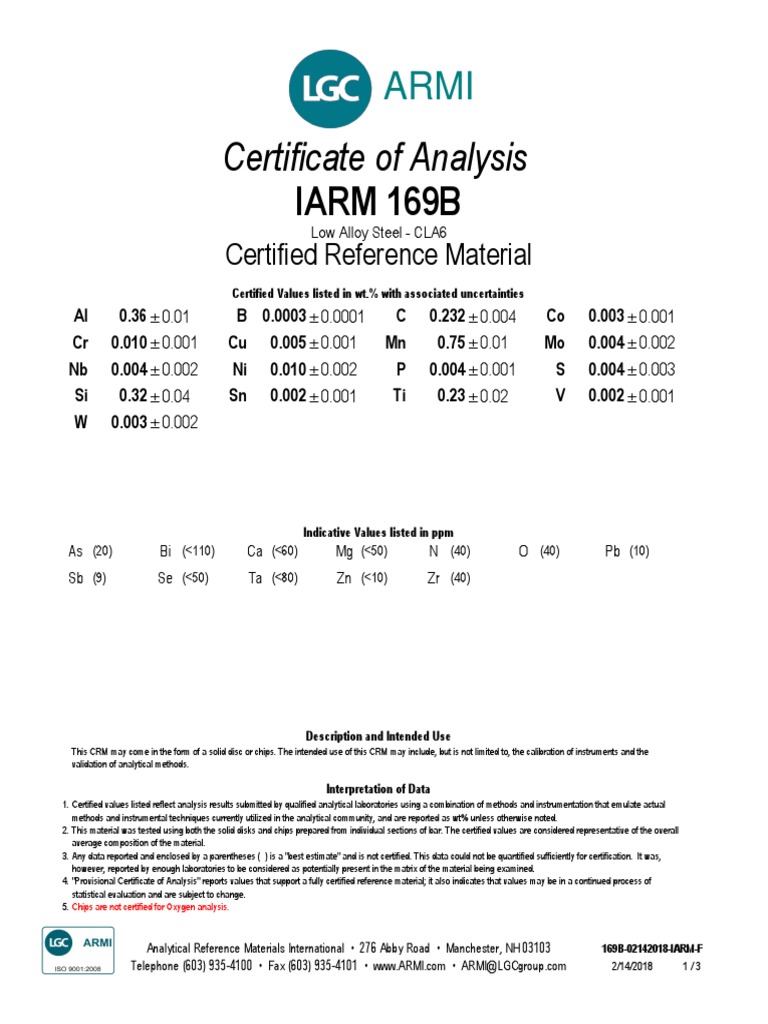 Certified Reference Material Analysis | PDF | Physical Sciences | Chemistry