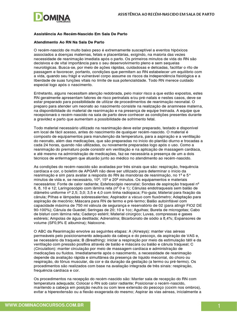 35 Assistência Ao Recém-Nacido em Sala de Parto | PDF | Enfermagem | Parto