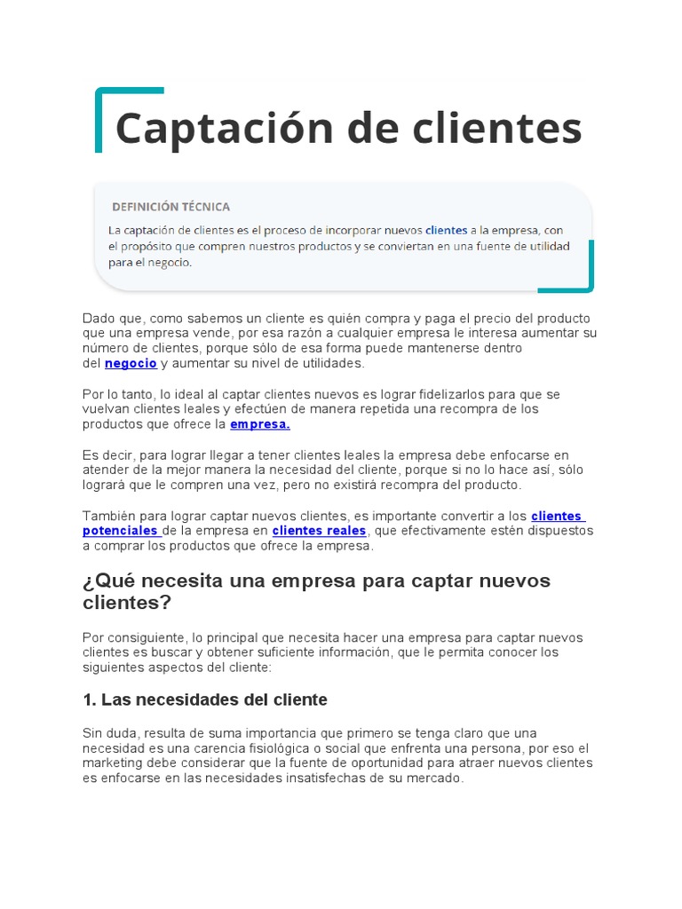 Estrategias para Captar Nuevos Clientes | PDF | Mercado (economía ...