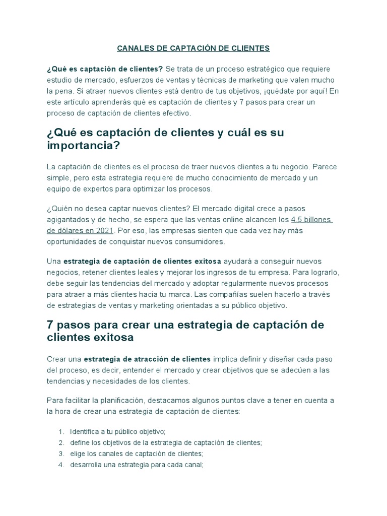 Estrategias para Captar Clientes Efectivas | PDF | Marketing | Facebook