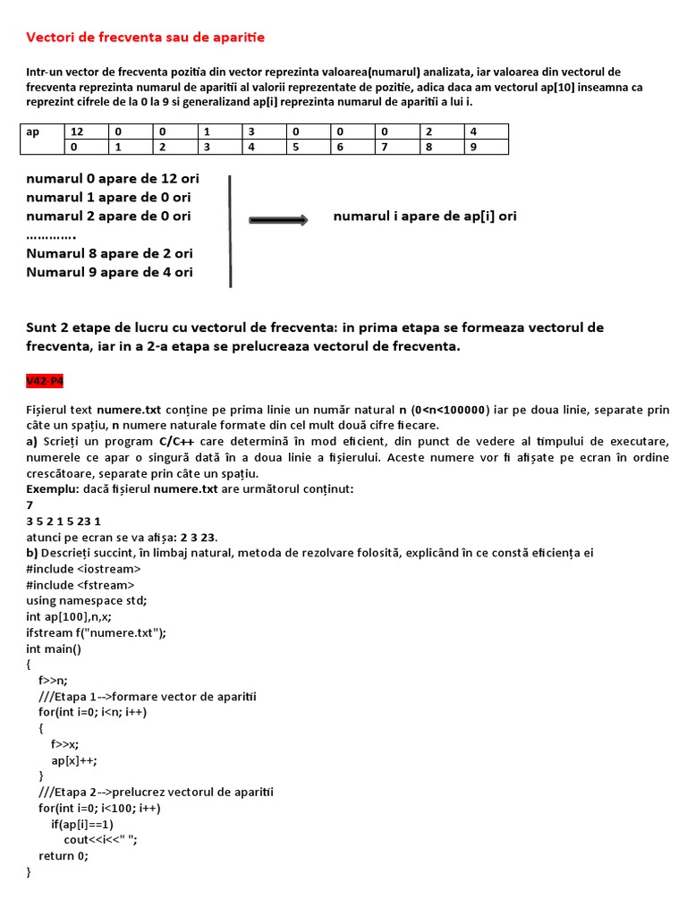 Vectori de Frecventa Sau de Aparitie - Probleme Rezolvate | PDF