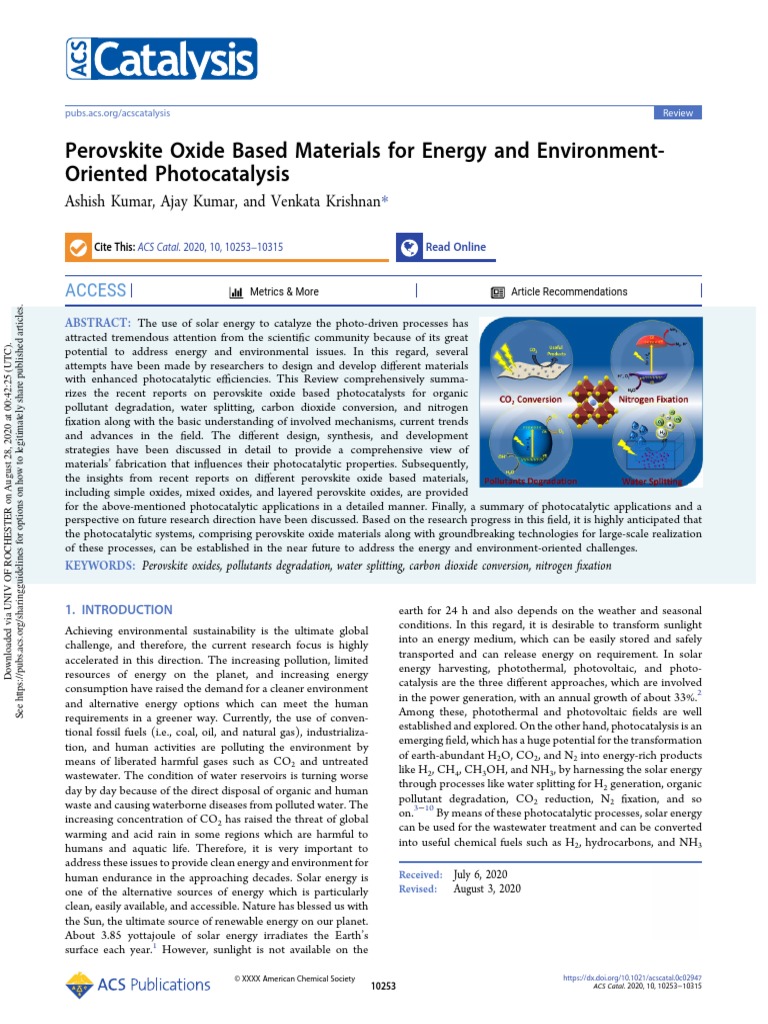 2020 Perovskite Oxide Based Materials For Energy and Environment ...