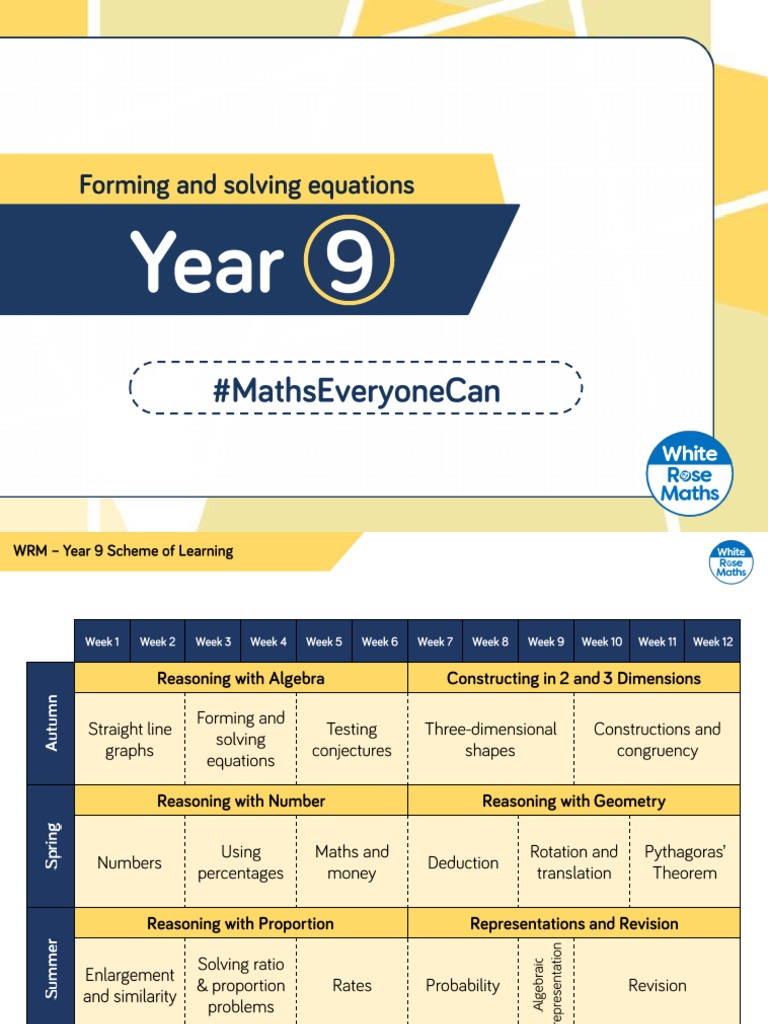 Year 9 forming and solving equations pdf