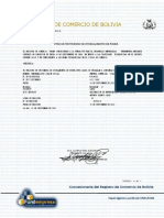 Registró de Comercio de Bolivia: Certificado de Registró de Testimonio de Otorgamiento de Poder
