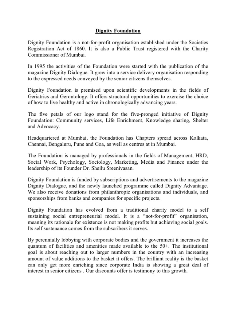 Dignity Foundation Pdf Identity Document Entrepreneurship