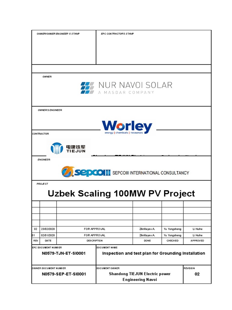 Inspection Plan for Grounding Works | PDF | Verification And Validation ...
