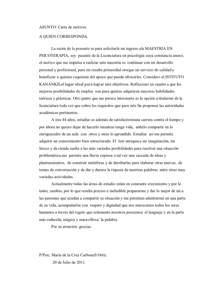 Carta de motivos