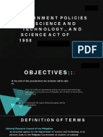 Government Policies Onscience and Technology, AND Science Act of 1 9 5 8