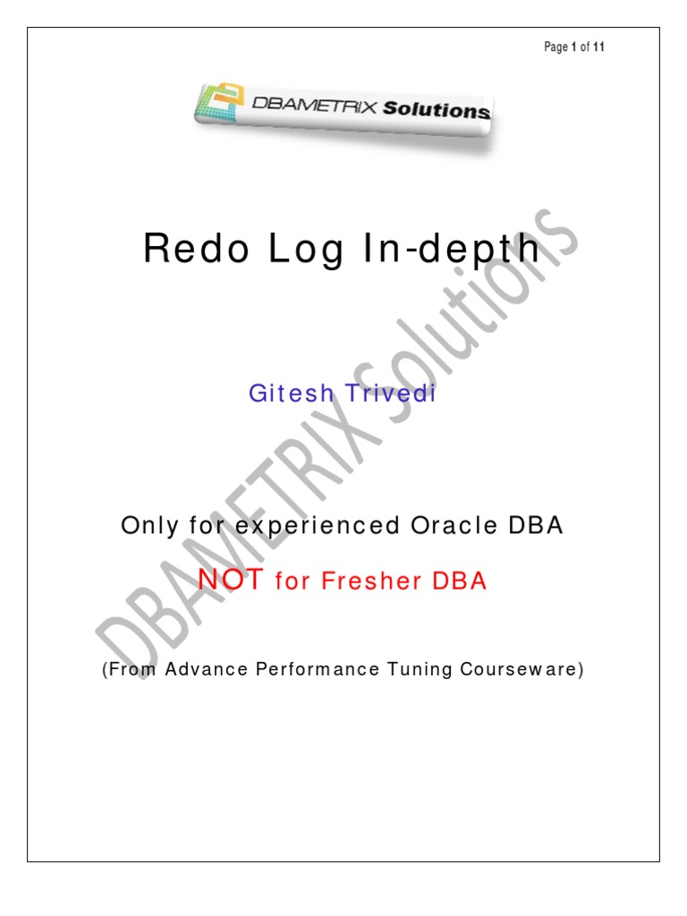 Redo Log in Depth | PDF
