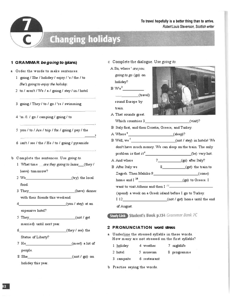 7C-WB Going To - Changing Holidays - nef-WB | PDF | Linguistics