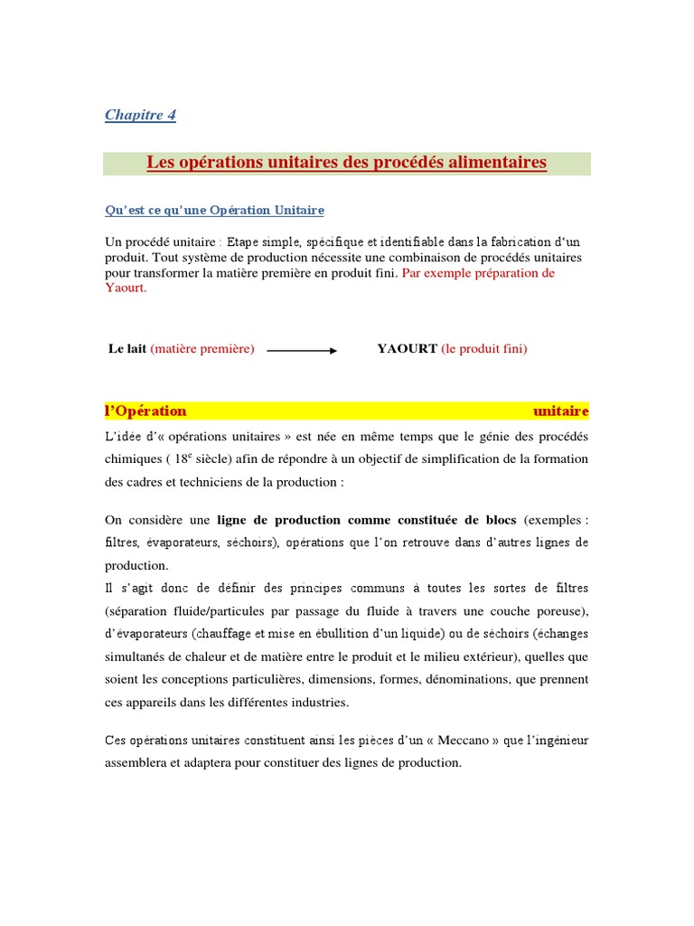 Opérations unitaires en procédés alimentaires | PDF | Filtration ...