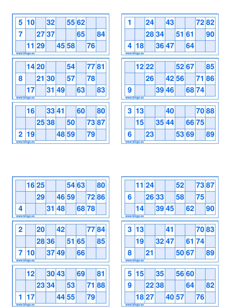 Cartones Bingo 90 Bolas | PDF