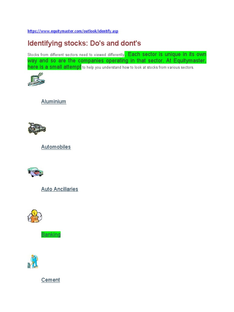 Identifying Stocks... Do's and Dont's PDF