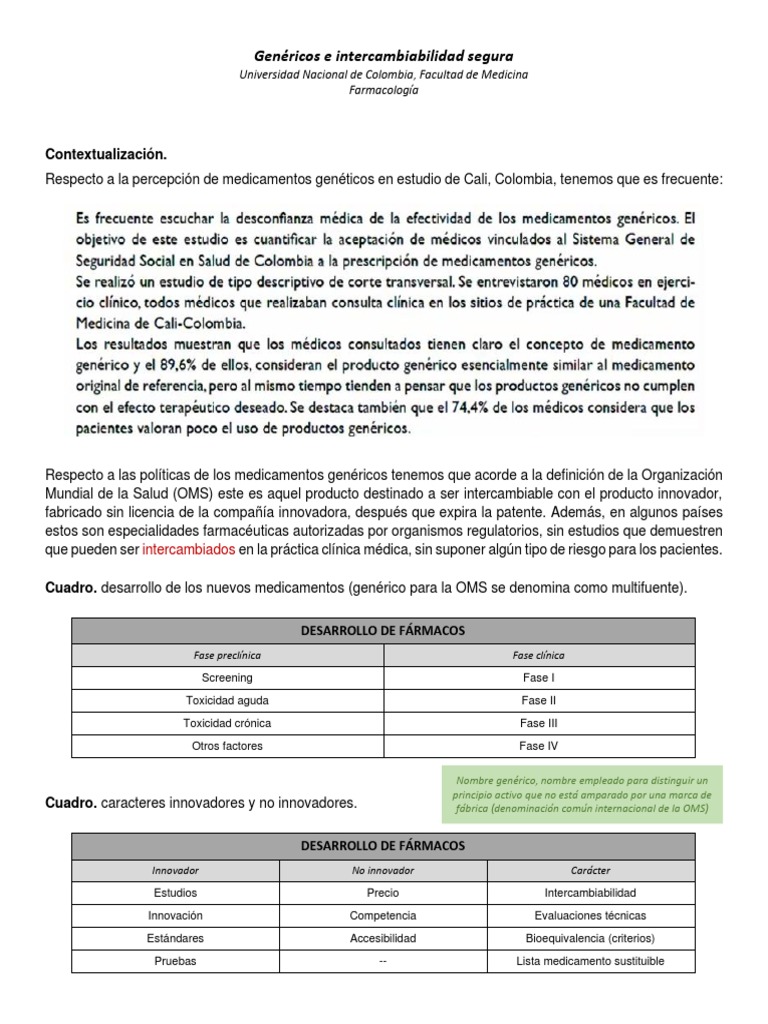 Medicamentos genéricos e intercambiabilidad segura: Conceptos clave ...