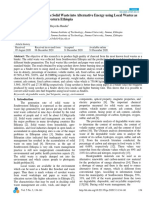 I. Conversion of Degradable Solid Waste Into Alternative Energy Using Local Wastes