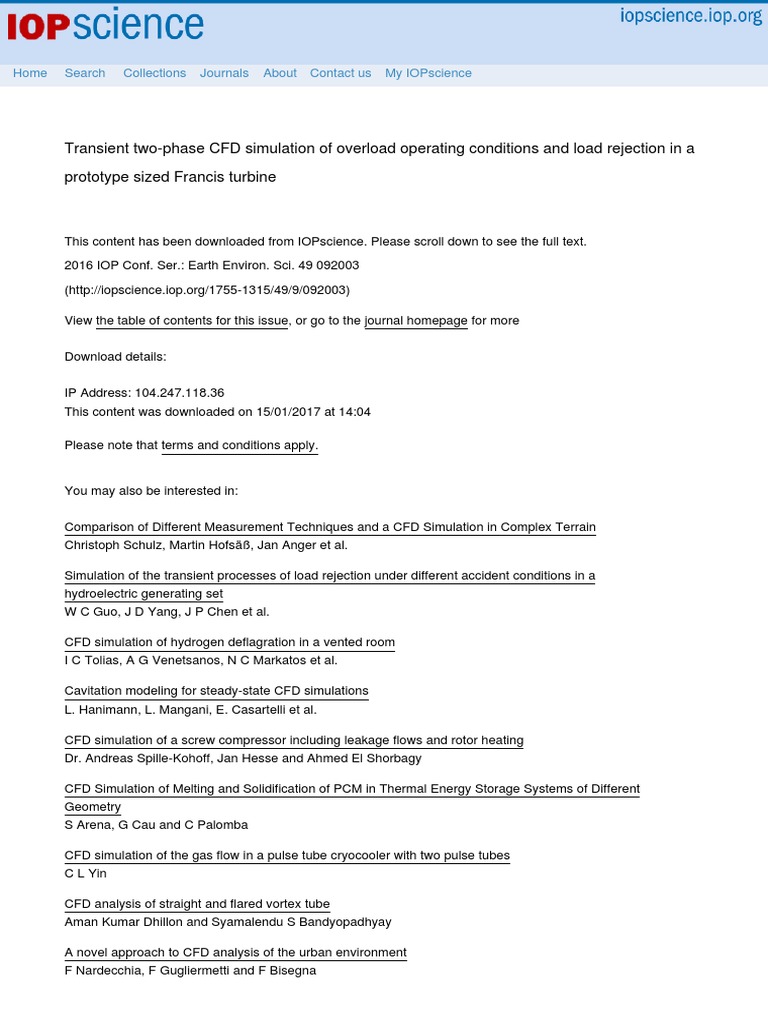 Transient Two-Phase CFD Simulation of Overload Operating Conditions and ...
