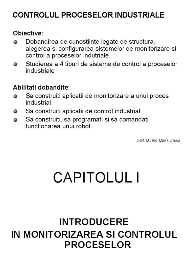Controlul Proceselor Industriale - Prezentare 2022 | PDF
