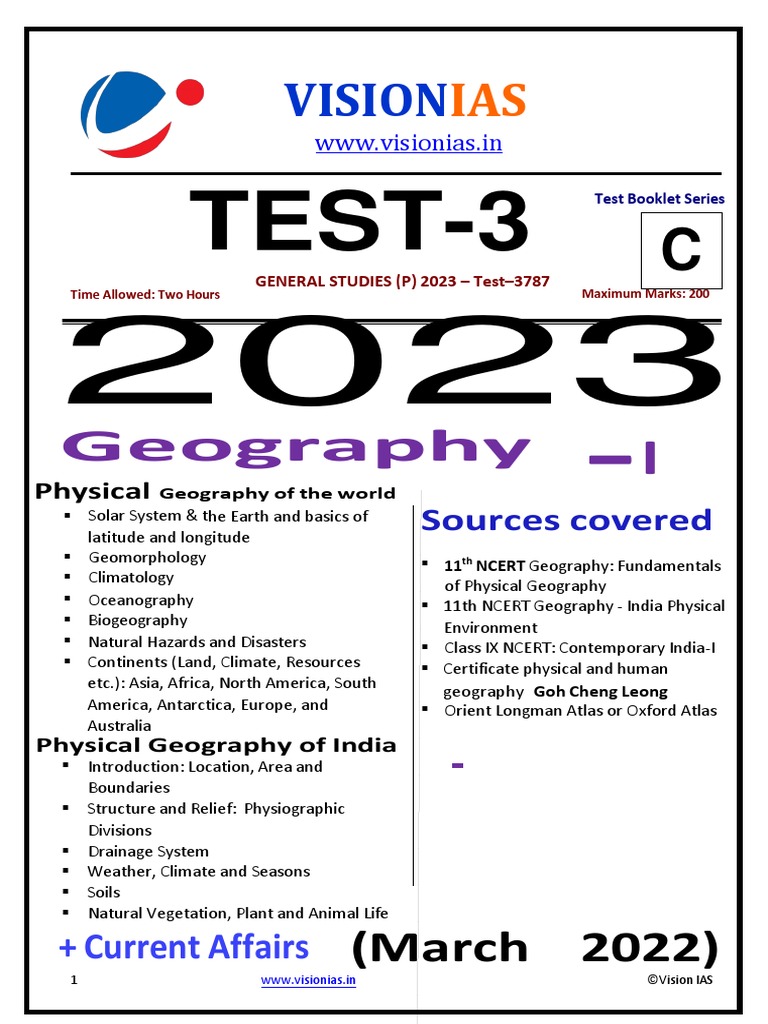 Vision IAS Prelims 2023 Test 3 (E) @cse - Updates | PDF | Oceans | Soil