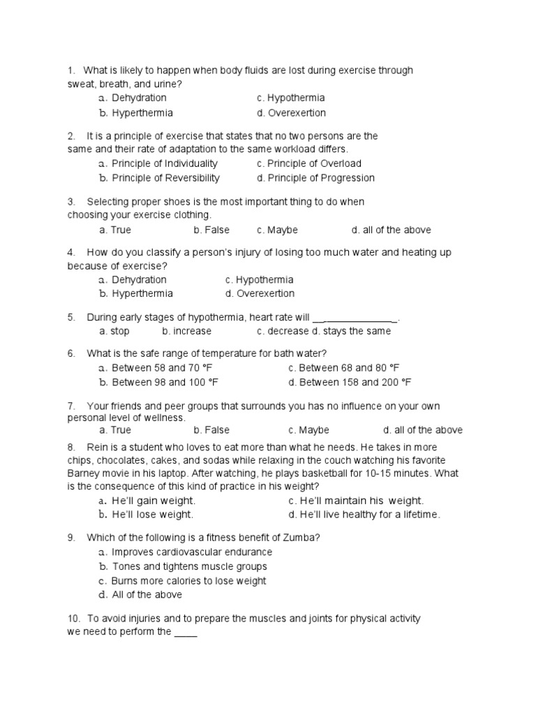 HOPE 3 Review Quiz Part 1 | PDF | Dances | Hypothermia