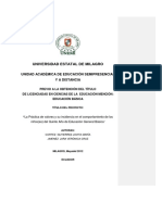 La Práctica de Valores y Su Incidencia en El Comportamiento de Los Niños(as) Del Quinto Año de Educación General Básica