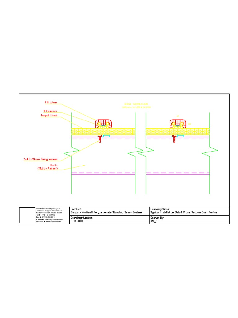 Sunpal - PLR 001 - Typical Installation Detail - Over Purlins | PDF ...