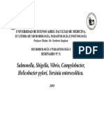 Microorganismos gastrointestinales: Salmonella, Shigella, Vibrio, Campylobacter, Helicobacter pylori, Yersinia