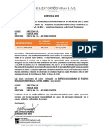 Certificado tratamiento aceite usado