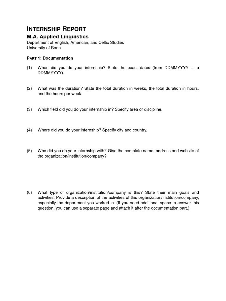 Internship Documentation Template | PDF