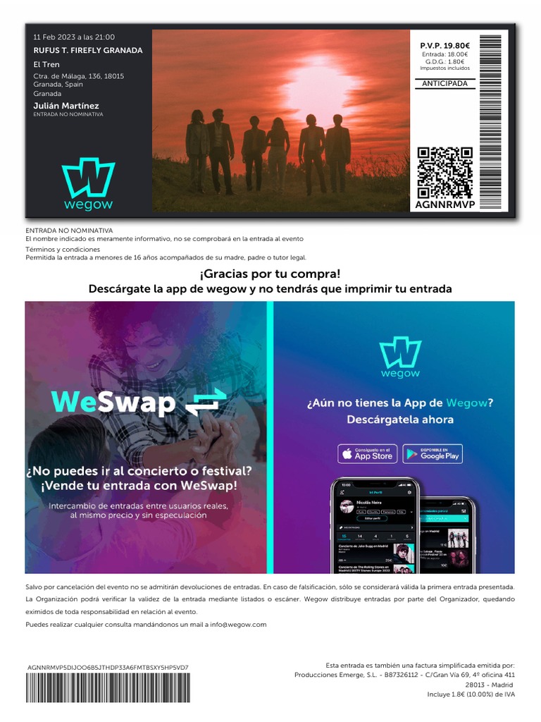 Tickets Rufus T Firefly Granada PDF