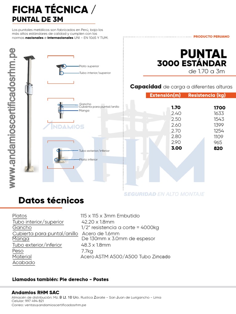 Puntales Metálicos Estándar en Perú | PDF | Rieles | Materiales